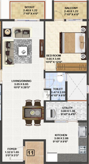 2 BHK Flat in Mahaveer Carnation in Talaghattapura, Bangalore - Image 612091