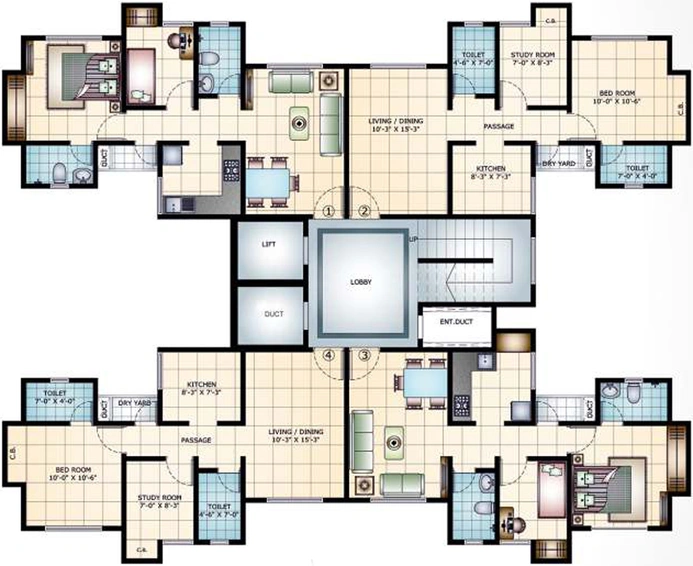 Floor Plan of Damji Shamji Shah Mahavir Estella in Ghodbunder Road, Thane - Image 77549
