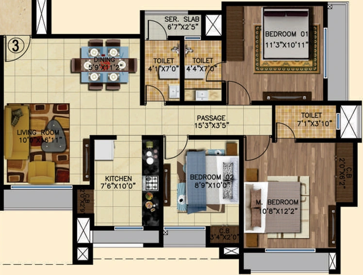 2 BHK Flat in JVM Garden Court in Thane West, Thane - Image 612456