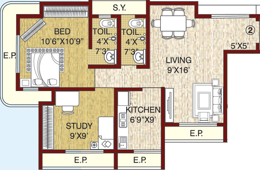2 BHK Flat in JVM Sky Court in Thane West, Thane - Image 612485