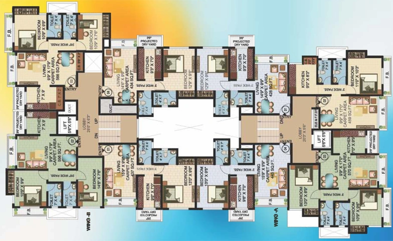 Floor Plan of JVM Twin Tower in Kasarvadavali, Thane - Image 77709