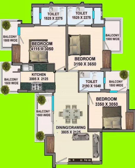 3 BHK Flat in SRPL Flora Heritage in Sector 1, Greater Noida - Image 660345