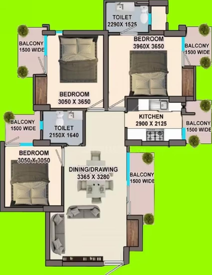 3 BHK Flat in SRPL Flora Heritage in Sector 1, Greater Noida - Image 660344