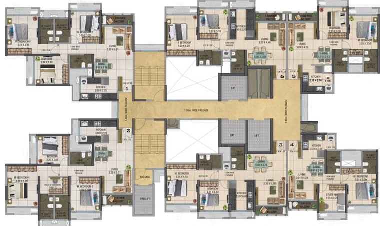 Floor Plan of Dosti Olive in Balkum Naka, Thane - Image 78347