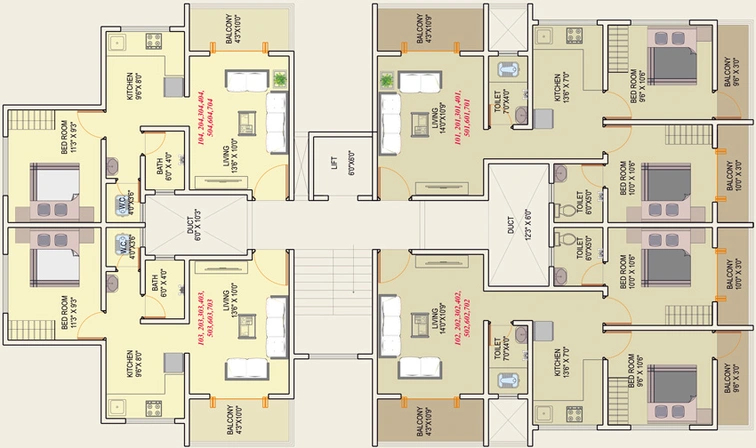 Floor Plan of Krushnav Della Regency in Dhanori, Pune - Image 78710