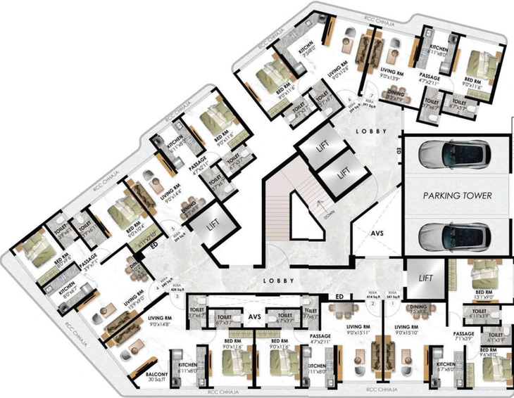 Floor Plan of Adityaraj Prime in Vikhroli East, Mumbai - Image 26247