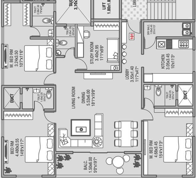 4 BHK Flat in Aditya Galaxy in Shivaji Nagar, Pune - Image 616936