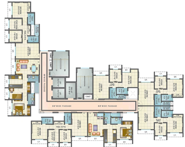 Floor Plan of Squarefeet Metropolis Aquaris in Kasarvadavali, Thane - Image 78562