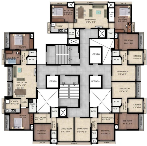 Floor Plan of Morya Heights in Louis Wadi, Thane - Image 78575