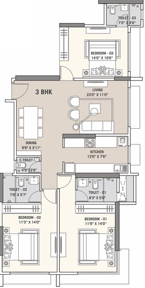 3 BHK Flat in Tricity Natraj in Chembur East, Mumbai - Image 616661