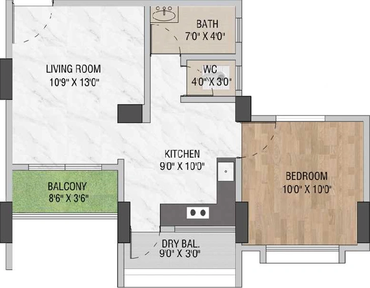 1 BHK Flat in Swami Kalash in Undri, Pune - Image 617452