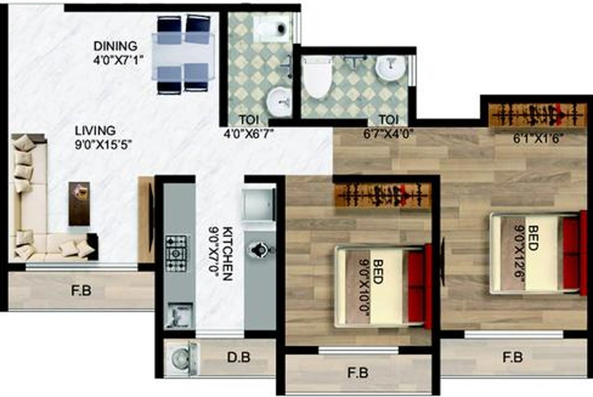 2 BHK Flat in Imperial Paradise in Boisar West, Palghar - Image 621828