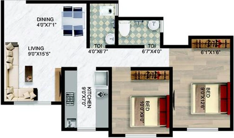 2 BHK Flat in Imperial Paradise in Boisar West, Palghar - Image 621827