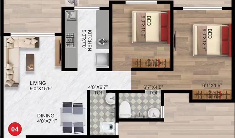 2 BHK Flat in Imperial Paradise in Boisar West, Palghar - Image 621829