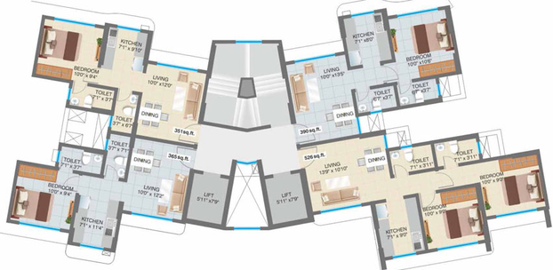 Floor Plan of Dp Star in Bhandup West, Mumbai - Image 26389