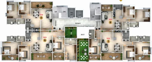 Floor Plan of Dodke Palazzo in Kothrud, Pune - Image 78964