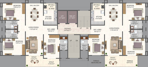 Floor Plan of Blue Lotus Phase 3 in Ghorpadi, Pune - Image 20521