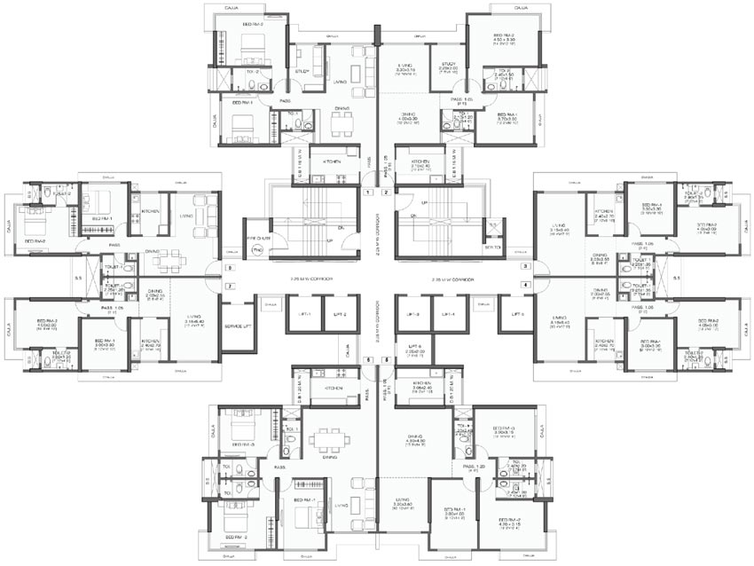 Floor Plan of Wadhwa Crown Residences in Goregaon West, Mumbai - Image 79303