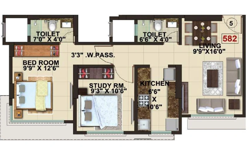 2 BHK Flat in 3 Aces The Signature Tower in Vikhroli East, Mumbai - Image 626410