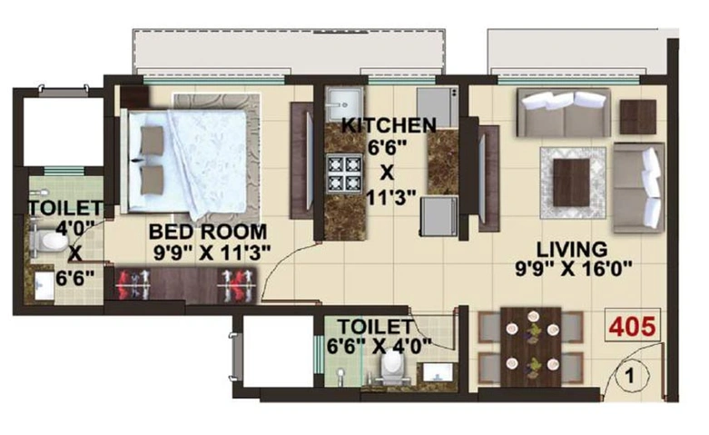 1 BHK Flat in 3 Aces The Signature Tower in Vikhroli East, Mumbai - Image 626409