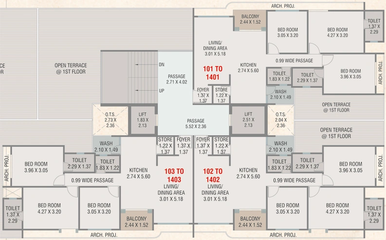 Floor Plan of Courtyard Meridian in Sevasi, Vadodara - Image 79990