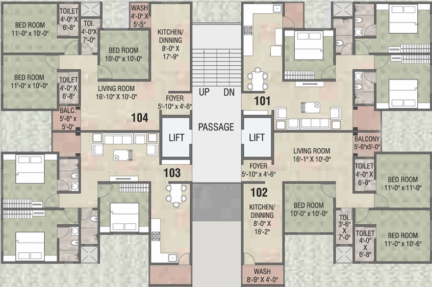 Floor Plan of Courtyard The Residence 3 in Sevasi, Vadodara - Image 79966