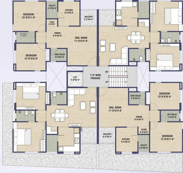 Floor Plan of Fortune Glory in Vadsar Road, Vadodara - Image 79953