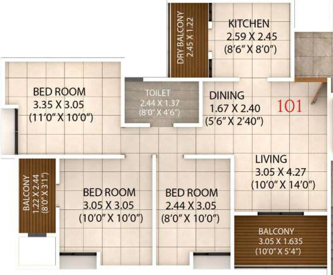 3 BHK Flat in Bora Nova Stella in Kondhwa, Pune - Image 622764