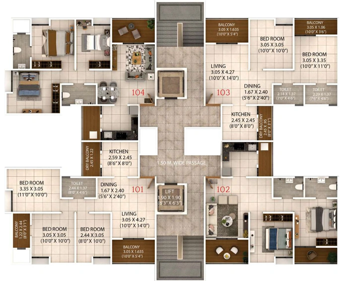 Floor Plan of Bora Nova Stella in Kondhwa, Pune - Image 79922