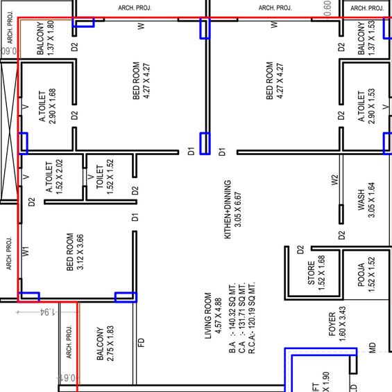 3 BHK Flat in Aagam Siddhi in Vesu, Surat - Image 622776