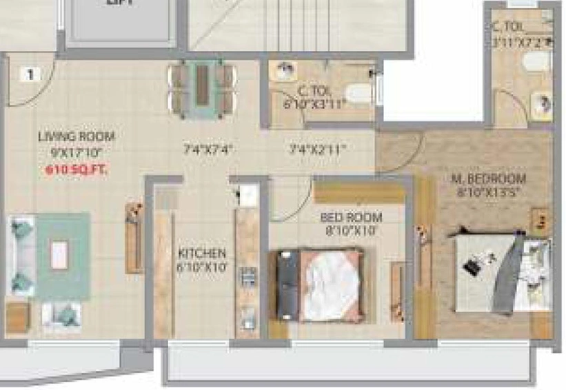 2 BHK Flat in Bindra One in Andheri East, Mumbai - Image 627115
