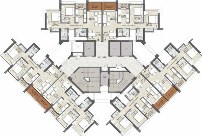 Floor Plan of Kalpataru Paramount in Kapurbawdi, Thane - Image 57820