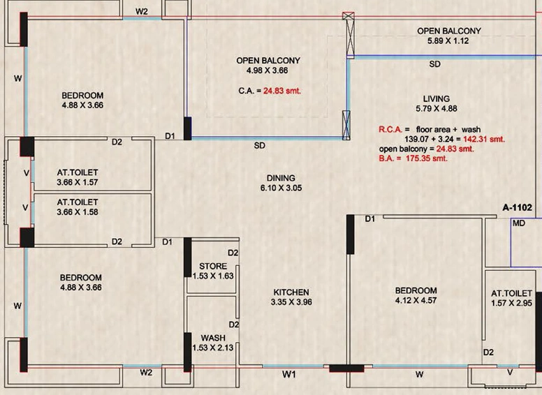 3 BHK Flat in Nova Shantinath in Vesu, Surat - Image 626829