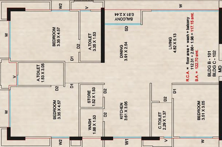 3 BHK Flat in Nova Shantinath in Vesu, Surat - Image 626828