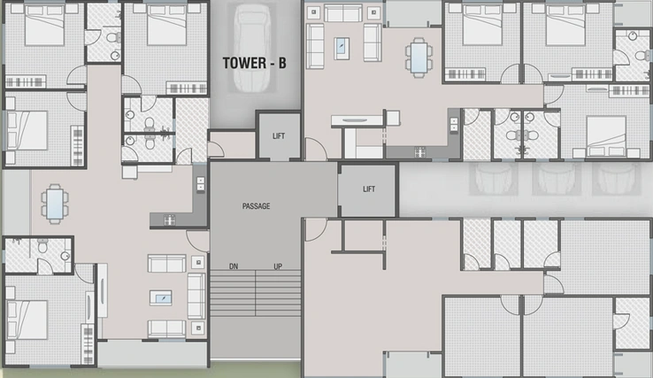 Floor Plan of Courtyard Towers in Gotri, Vadodara - Image 80521