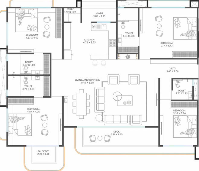 4 BHK Flat in Roland Towers in Magdalla, Surat - Image 624205
