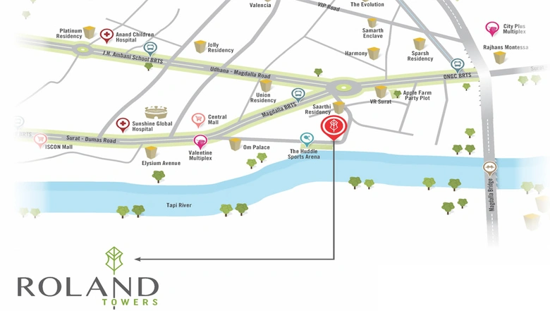 Location of Roland Towers in Magdalla, Surat - Image 80567