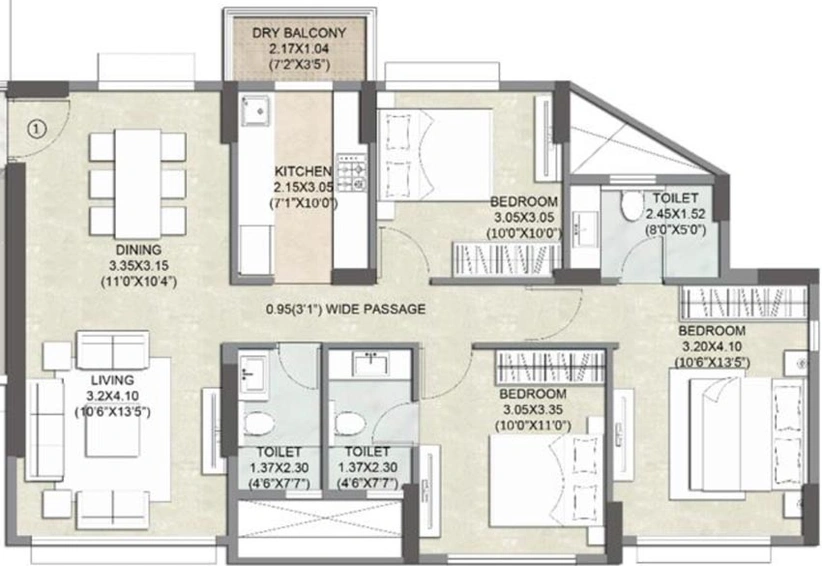 3 BHK Flat in Kalpataru Primus Residences in Santacruz East, Mumbai - Image 626188