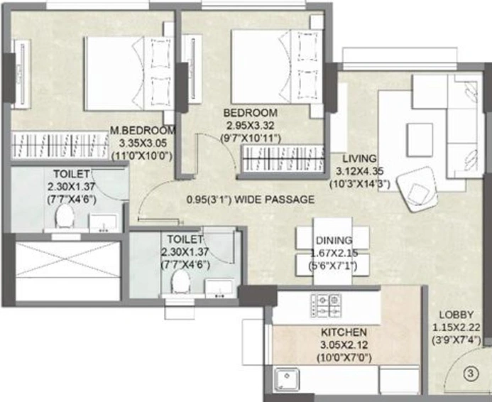 2 BHK Flat in Kalpataru Primus Residences in Santacruz East, Mumbai - Image 626186