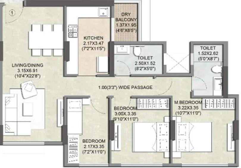 2 BHK Flat in Kalpataru Primus Residences in Santacruz East, Mumbai - Image 626187
