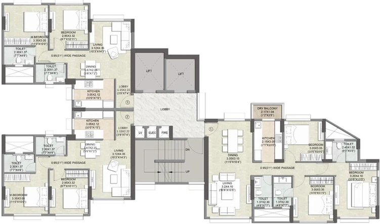 Floor Plan of Kalpataru Primus Residences in Santacruz East, Mumbai - Image 80955