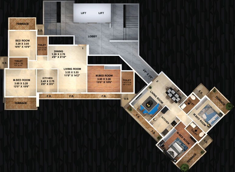 Floor Plan of Omkar Planet in Nerul, Navi Mumbai - Image 34634
