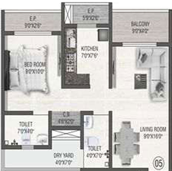 1 BHK Flat in Dream DZ City in Mumbra, Thane - Image 97093