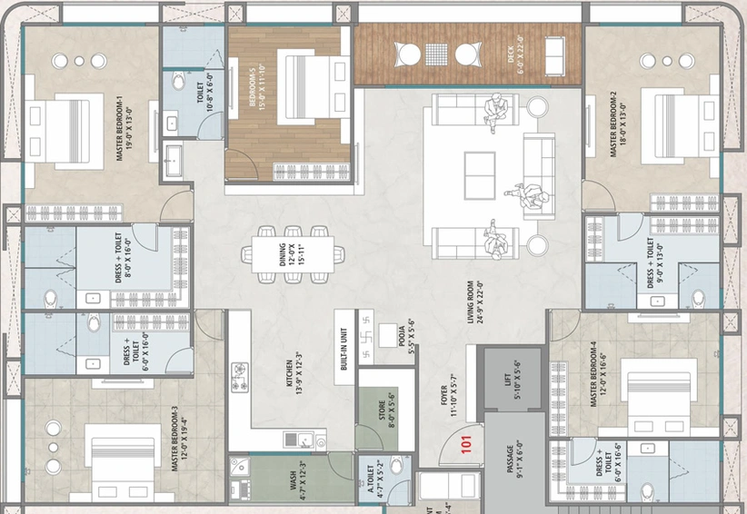 5 BHK Flat in Ratnakar The Majesty in Vesu, Surat - Image 626849