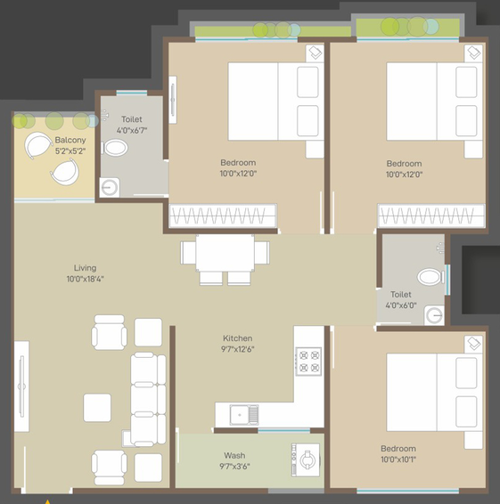 3 BHK Flat in VR Imperia in Waghodia Road, Vadodara - Image 698802