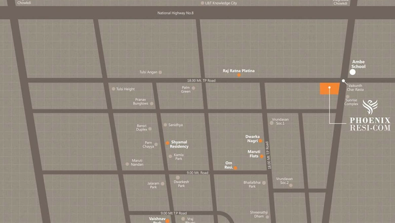 Location of Ratnam Phonix Resicom in Waghodia Road, Vadodara - Image 103631