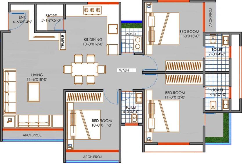 3 BHK Flat in DRB Peak Living in Bhimrad, Surat - Image 631729