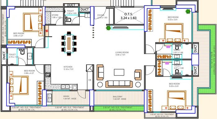 4 BHK Flat in The Platinum River in Katargam, Surat - Image 631745