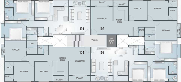 Floor Plan of Shringar Residency in Sama Savli Road, Vadodara - Image 81470