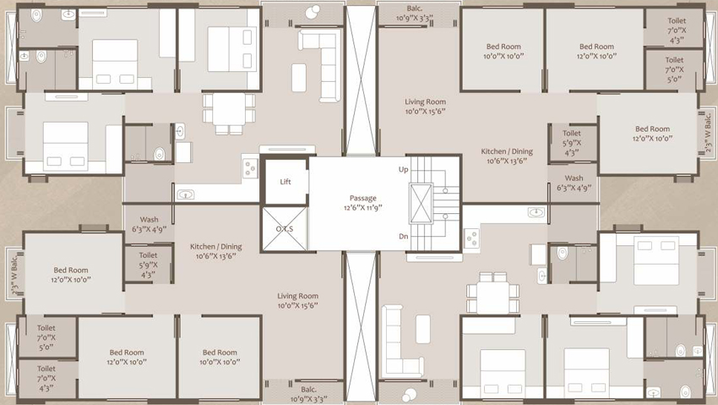 Floor Plan of Ratnam Elegance in Vemali, Vadodara - Image 81581